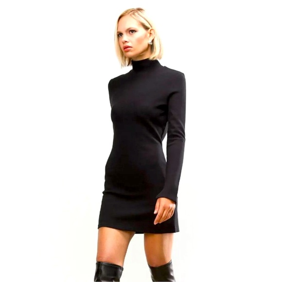 OAK + FORT Dresses & Skirts - OAK + FORT Black Mock Neck Long Sleeve Knit Dress